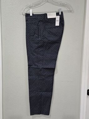 Ann Taylor The Crop Mid Rise Size 2 Pants Blue With White Polka Dots NWT